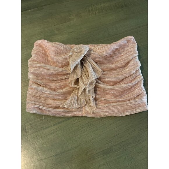 Maeve By Anthropologie Ruched Metallic Pink Strapless Top S - Picture 1 of 6